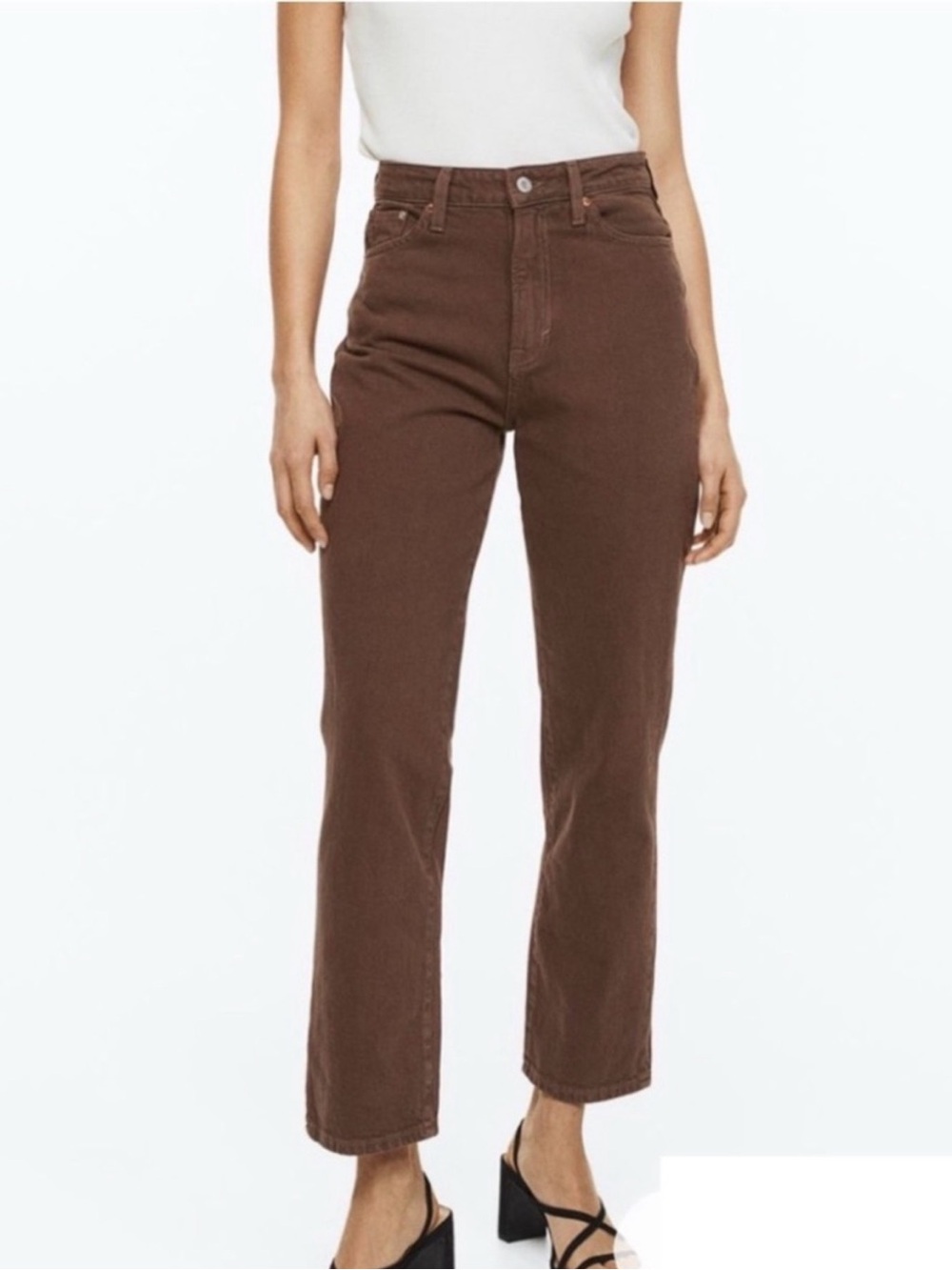 H&M Mom Ultra High Ankle Jean in Dark Brown